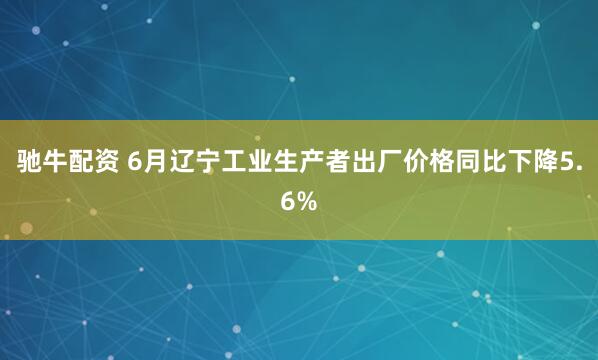 驰牛配资 6月辽宁工业生产者出厂价格同比下降5.6%